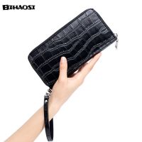Leather Long Zipper Wallet Stone Grain Large Capacity Leather Fashion Trendy Womens Handbag Handbag Money Clips Wallet Purses