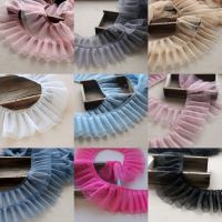 Soft Pleated Double Layer Tulle Lace Clothing Home Textile Fabric Accessories DIY Kids Puff Skirt Ruffle Cuff Sewing Decoration Fabric  Material