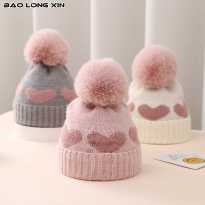 BAOLONGXIN หมวกถักแจ็คการ์ดหนาสองเท่าหมวกเด็กอ่อนใหม่สำหรับฤดูหนาวหมวกเด็กแรกเกิด