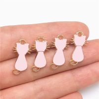 4PCS Cat Enamel Charms celet Earrings DIY Drip Alloy Charms Pendant