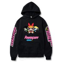 การ์ตูน P-Powerpuff สาวพิมพ์ผู้ชายผู้หญิงเสื้อกันหนาวหมวกเสื้อแขนยาว