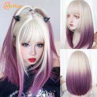 【jw】﹍♝ MEIFAN Synthetic Middle length Wig Straight Wigs Resistant Hair Anime