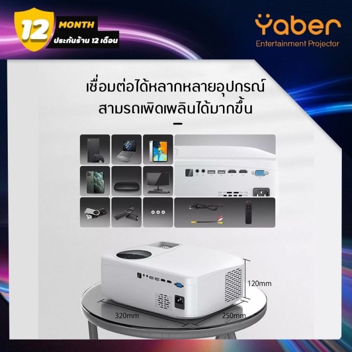 yaber-projecter-v5-โปรเจคเตอร์ฉายภาพรองรับความละเอียดสูงสุด-1080p