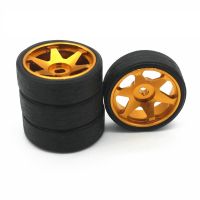 4Pcs Rubber Racing Tire Tyre Metal Wheel Rim for Wltoys 284131 K969 K989 Kyosho Mini-Z 1/28 RC Car Tyre Spare Parts Accessories ,Yellow