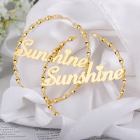 Stainless Steel Big Wave Hoop 70MM Customized Name Earrings Fashion Jewelry Personalized Nameplate Round Earrings For Women Gift