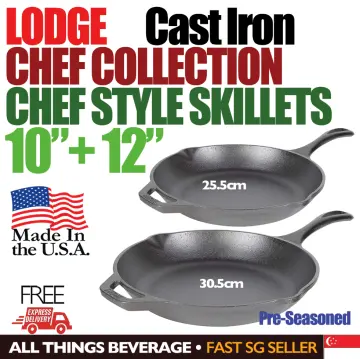 Lodge Chef Collection 10 Inch Cast Iron Chef Style Skillet. Seasoned and  Ready for the Stove, Grill or Campfire. Made from Quality Materials for a