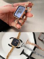 【Hot Sale】 Suitable for applewatch8 generation 765SE womens diamond-encrusted temperament stainless steel thin chain strap