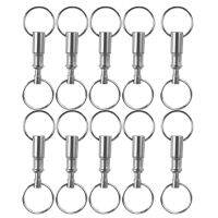 10pcs Dual Detachable Keychains Quick Release Pull-Apart Outdoor Travel Key Rings Accessory Lock Holder with Two Split Rings