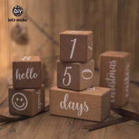 Lets Make Baby Milestone Blocks 6pcs.set Natural Smooth Wood Newborn Growth/Festival Memory with Gift Bag&amp;Box