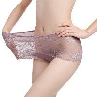 Good Quality Women Sexy Transparent Full Lace Panties Brand Water Soluble Trunk Gauze Underwear Low-waist Women Briefs