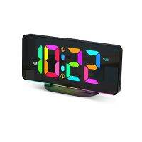 【YF】❏✧  Digital Alarm Desk/Wall Dimmable with Atmosphere Night  USB Charger Week Display