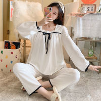 Pajamas womens Lounge spring and autumn long-sleeved cute princess style suit thin can be worn at home wear sleepwear Cotton