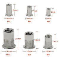 165PCS 304สแตนเลสสตีลหัวแบนแนวตั้งเกลียว Riveted Nuts ชุด M4 M5 M6 M8ใส่ Nutsert หมวก Rivet Nut