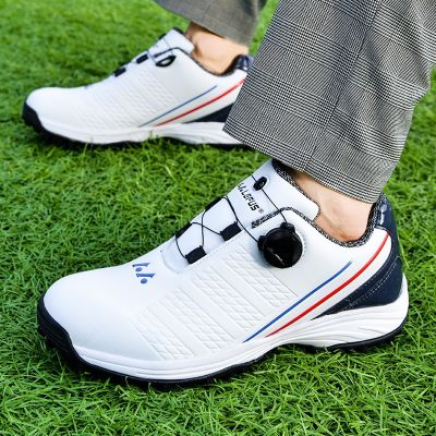 รองเท้ากอล์ฟ SZHYDZ รองเท้าบุรุษฤดูร้อนรองเท้ากันน้ำเชือกผูกรองเท้าหมุนอัตโนมัติรองเท้ากีฬาลำลองรองเท้ามีปุ่ม