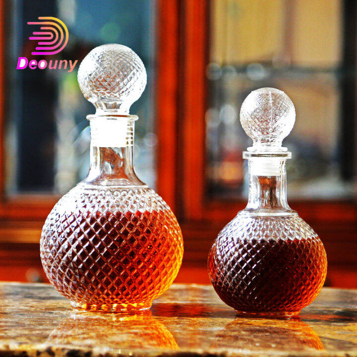 DENNY Diamond Round Ball Glass Wine Decanter Seal Transparent HighEnd