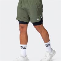 2023 New Casual Shorts Men Summer Mens Shorts 2 In 1 High Elastic Gyms Fitness Short Pants