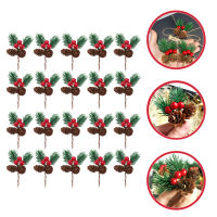 HOMEMAXS 20pcs Berry Pine Cones Pine เข็มลำต้นเลือกผลเบอร์รี่คริสต์มาสเทียมสำหรับงานฝีมือ