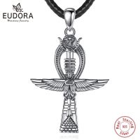 Eudora 925 Sterling Silver Ankh Cross Necklace For Women Man Eagle Scarab Eye Of Horus Amulet Pendant Egyptian Jewelry Fine Gift