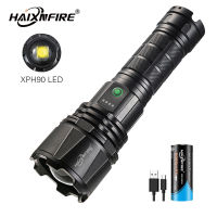 HaixnFire ไฟฉายคุ้มครอง H39,ไฟฉายชาร์จไฟผ่าน USB ได้ไฟกันน้ำซูมได้ XHP90