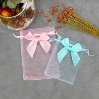 【 WYIN kitchen】20ชิ้นถุง Organza บรรจุภัณฑ์ของขวัญเครื่องประดับที่สวยหรูผีเสื้อลูกอมงานแต่งงานกระเป๋าด้วยโบว์ D Rawable กระเป๋าขนมถุง