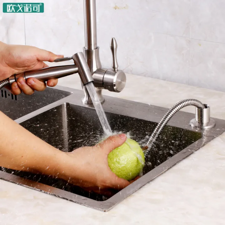 34 stainless steel kitchen sink spray gun faucet pressurized dishwashing basin pull nozzle