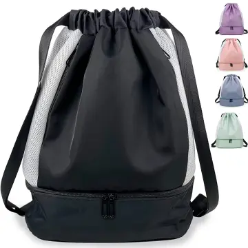 Drawstring Backpack String Bag Waterproof With Shoes Compartment, Wet Dry  Drawstring Bags For Men Women Gym Yoga Shopping Swim