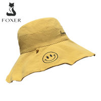 FOXER ขอบใหญ่สไตล์ Face ฤดูร้อนขอบใหญ่สองด้านหมวกชาวประมงหญิงเวอร์ชันเกาหลีฤดูร้อนป่า Shade แนวโน้มแฟชั่นหมวกบังแดด