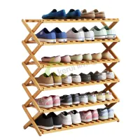 shoes shelf ชั้นวางรองเท้า ชั้นโชว์รองเท้า   ชั้นวางรองเท้าในบ้าน  วัสดุไม้ไผ่ชั้นดี ดีไซต์สวย วางรองเท้าได้หลายคู้ แข็งแรง ทนทาน