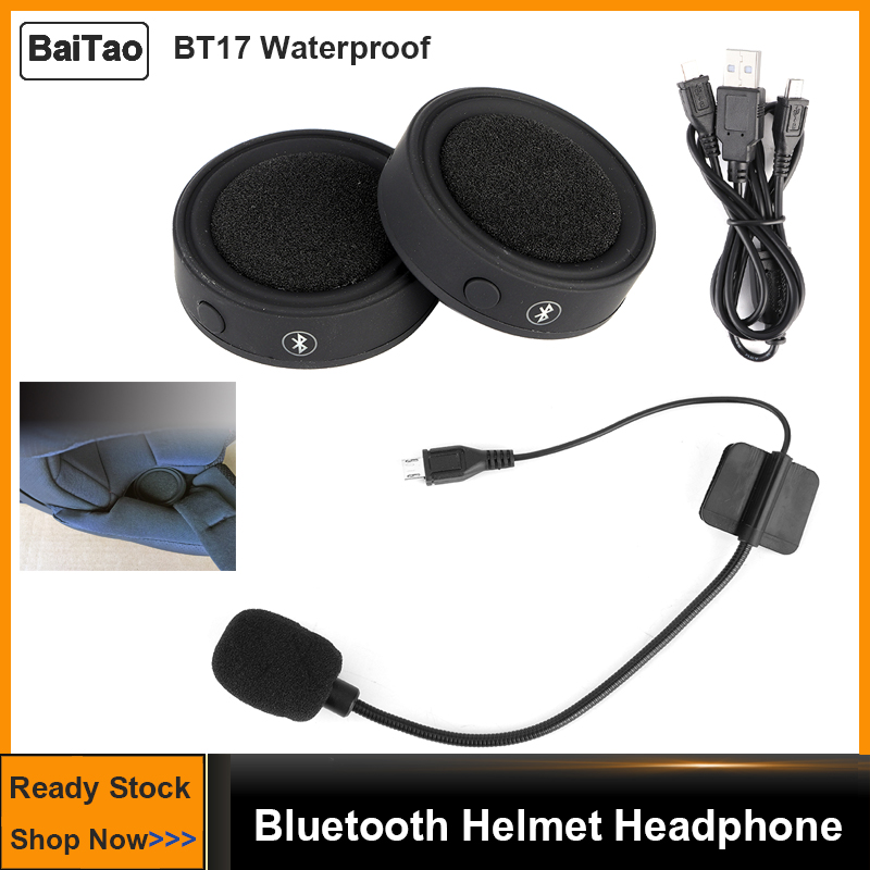 Motorcycle Helmet Bluetooth Headset,BT17 Waterproof Bluetooth Helmet Headphone Stereo Music Motorcycle Riding Hands-Free Headset Motorcycle Sports Headset 