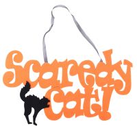 Scaredy Hanging Sign Polystyrene Pendant Halloween Home Yard Party Decoration