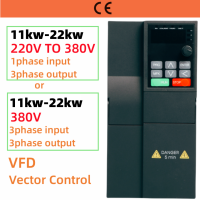 ตัวแปลงไดรฟ์ตัวแปรความถี่ VFD 22KW 220V ถึง380V เครื่องควบคุมความเร็วมอเตอร์18.5KW 15KW อินเวอร์เตอร์11KW ประหยัด