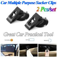 2 Pcs/set Car Multiple Purpose Window Mount Suction Sucker Clips Cup Hook Holders Card Clamp for Sun Shade Curtain Cloth Bills Ticket Car-styling Acce