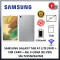SAMSUNG GALAXY TAB A7 LITE (WIFI + SIM CARD + 4G) 3+32GB SM-T225NZAAXME / SM-T225NZSAXME [SAMSUNG WARRANTY MALAYSIA]. 
