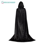 Halloween Cosplay Costume with Long Hooded Red Black Robe Witch Grim