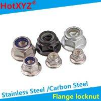 Baja Karbon/Stainless Steel 304/Flange Locknut Hex Nut dengan Pad Flange Nilon Locknut 10Pcs