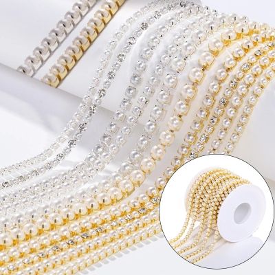 【YF】 XiChuan 1Yard Cup Chain ABS Pearl SS6 SS8 SS12 Glue On Clothes Accessories Sew Crafts Claw Crystal Rhinestone