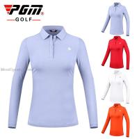 Pgm Spring Autumn Women Golf T-Shirt Long Sleeve Sports T-Shirt Girls Polo Collar Leisure Tops Slim Fit Sportswear Golf Clothing