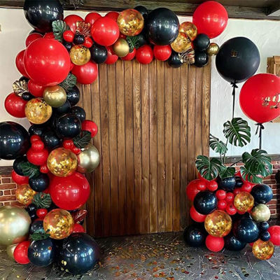 104pcs Red and Black Gold Balloons Garland Arch Kit 18th 21st 30th 40th 50th Birthday Party Decorations Valentines Day Globos