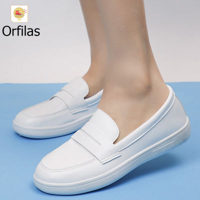 Orfilas nurse shose รองเท้าพยาบาล รองเท้าพยาบาลสีขาว รองเท้าพื้นนุ่ม น้ำหนักเบา  รองเท้าหนังสีขาว, แฟลตผู้หญิง รองเท้าสีขาวเนื้อนุ่ม