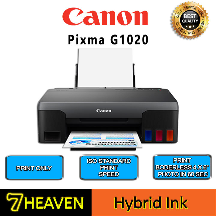 Canon Pixma G1020 Easy Refillable Ink Tank Printer For High Volume Printing With Hybrid Ink Lazada 9637