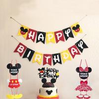 Mickey High quality 1st birthday decorations Banner Mickey Happy Birthday Banner Mickey Theme Party Pull Flower Decor Supplies Banners Streamers Confe