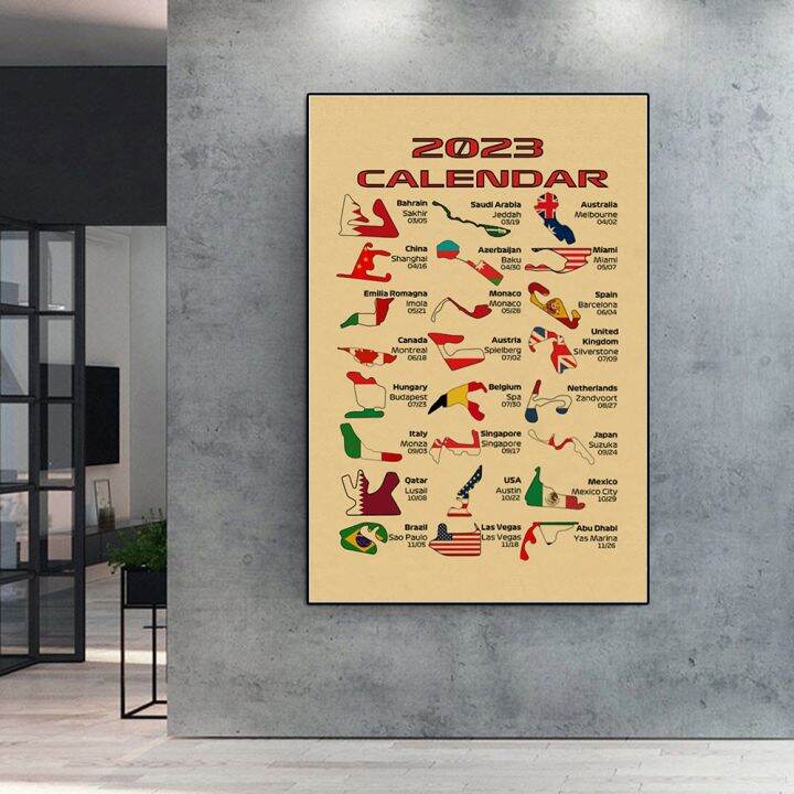 2022 2023 Calendar Poster Formula 1 Imola Monaco Track Circuit