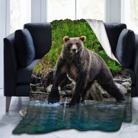 Bear Print Blanket Flannel Fleece Soft Throw Blanket for Couch Sofa Bed Living Room for Adults Children Winter Warm Nap Blanket