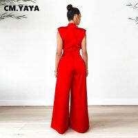 (ร้อน) ซม. YAYA ผู้หญิงซาตินสูงเอวเสื้อจีบขากว้างหลวม Jumpsuit เซ็กซี่ปาร์ตี้คลับ โดยรวมชุด2022 Playsuit