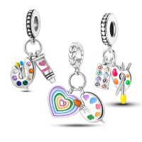 【HOT】✒☼◆ 925 Colorful Paint Dangle Pendant Beads Original Charms Jewelry