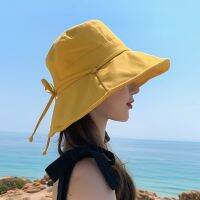 【CC】 Bow Hat Outdoor Beach UV Protection Korean Big Basin Hats Adjustable 54-60cm