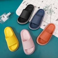 Household bathroom shower sandals slippers summer wear soft bottom towing comfortable couples outside color contracted fashionable men and women