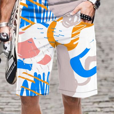 Mens Shorts Beach Abstract Graffiti Pattern Casual Oversized Loose Streetwear Men/Women Harajuku Cool 3D Printed Summer Funny