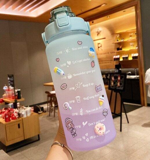 Bình nước 2 lít tặng kèm sticker có vạch báo giờ uống nước tiện lợi chất - ảnh sản phẩm 4