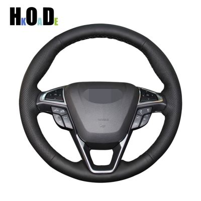 Black Artificial Leather Hand-stitched Car Steering Wheel Cover For Ford Fusion Mondeo 2013 2014 EDGE 2015 2016